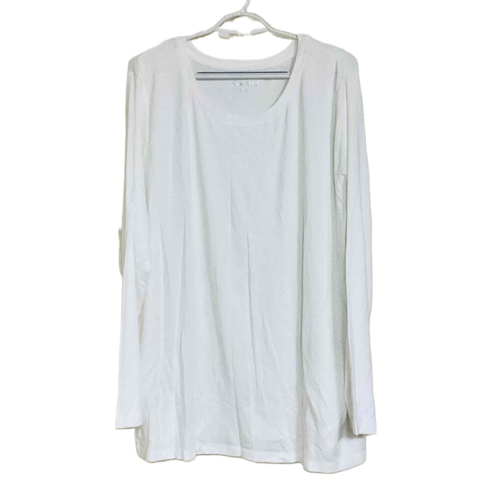 AVA & VIV White Scoop Neck Long Sleeve Top Size 3X